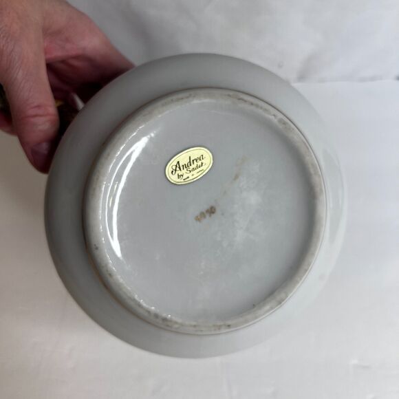 VTG Porcelain Silent Butler Crumb Ashes Collector Hinged Lid Andrea By Sadek - Picture 15 of 16
